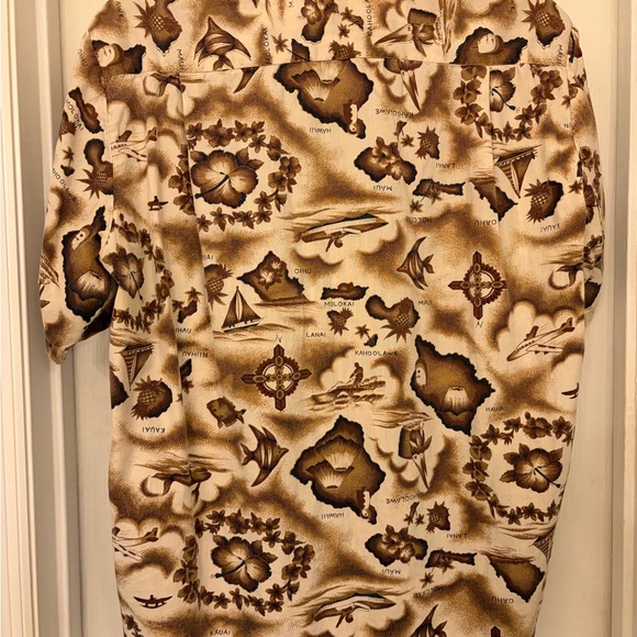 VTG Ui-Maikai Hawaiian Button Shirt Mens Medium Brown-Tan Islands Floral READ - Picture 5 of 9